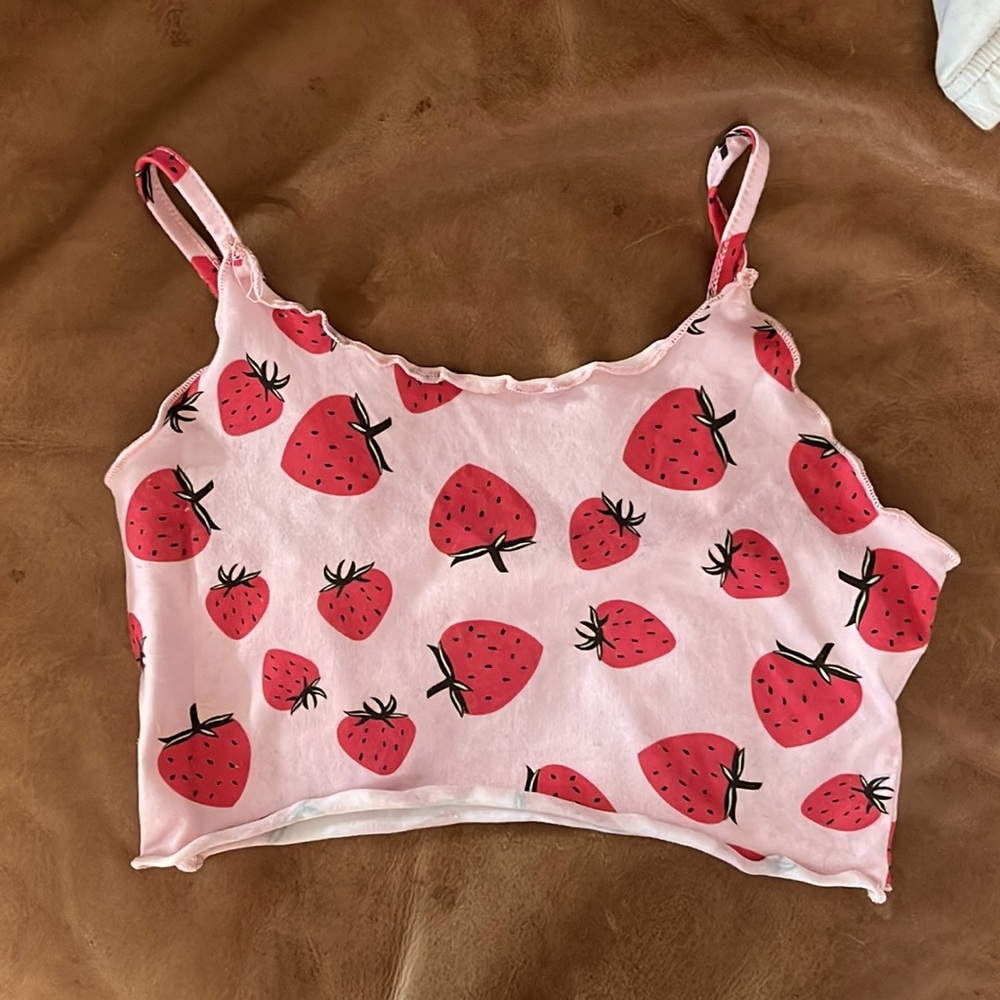 Strawberries kawaii anime girl aesthetic cute crop top
